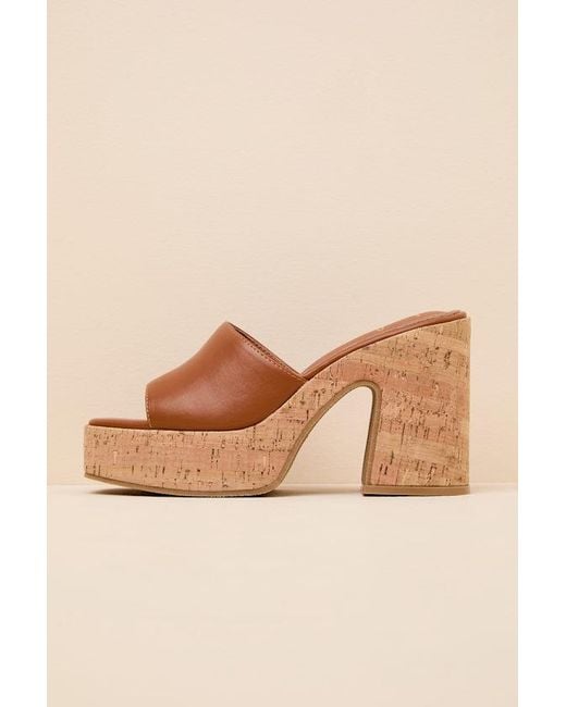 Lulus Brown Drexel Platform Slide Sandals