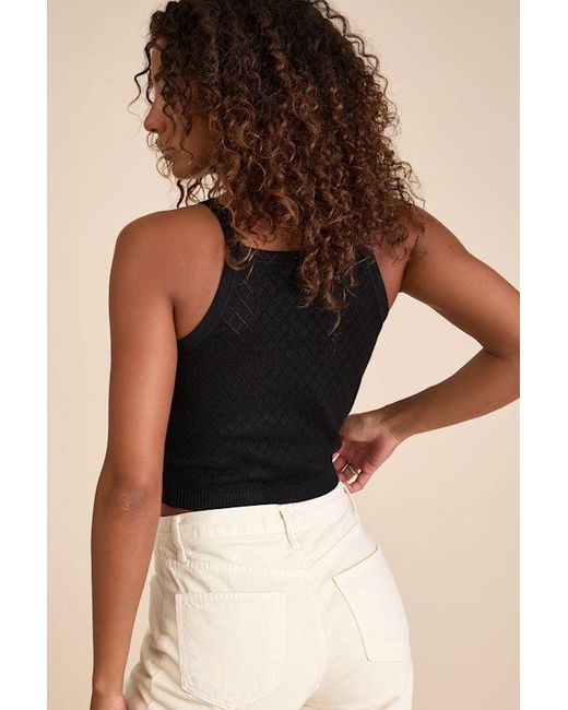 Lulus Black Zealand Pointelle Knit Sweater Tank Top