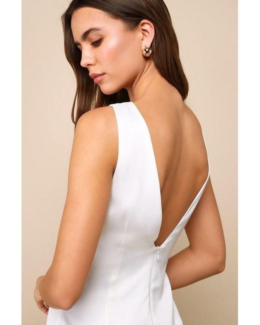Lulus White Elevated Appearance Satin Open Back Mini Dress