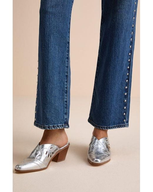 Lulus Blue Armina Western Mule Pumps