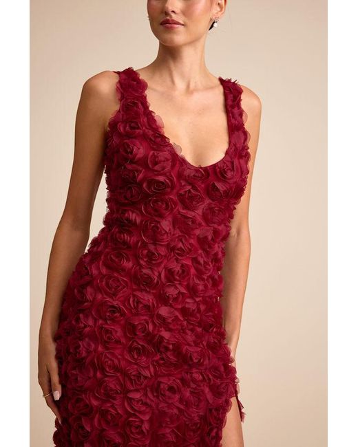 Lulus Red Aniston Rosette Sleeveless Midi Dress