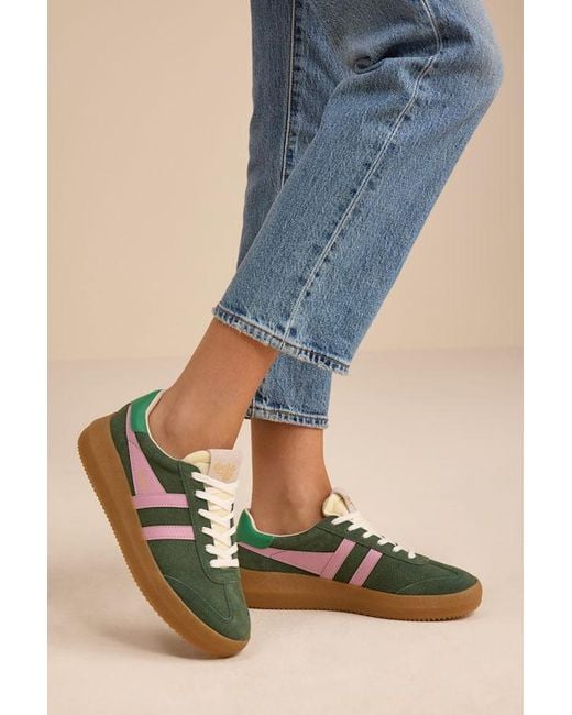 Gola Athena Evergreen And Suede Leather Sneakers