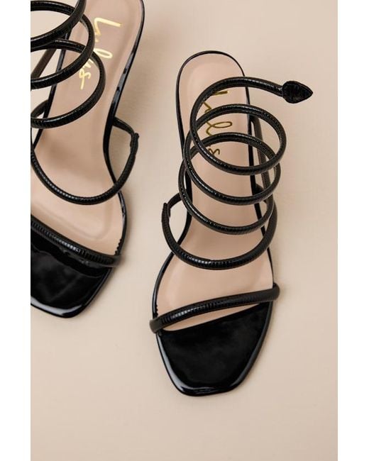 Lulus Natural Gerogette Patent High Heel Ankle Wrap Sandals