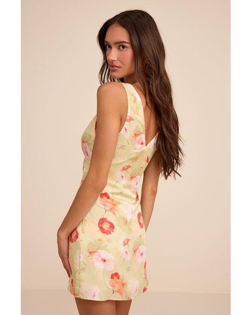 Lulus Natural Jaziel Light Floral Sleeveless Mini Dress