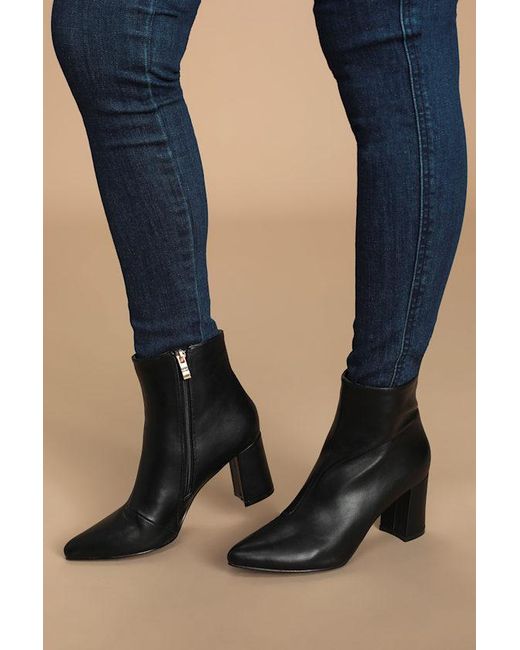 Lulus Black Sarai Pointed-Toe Ankle Booties