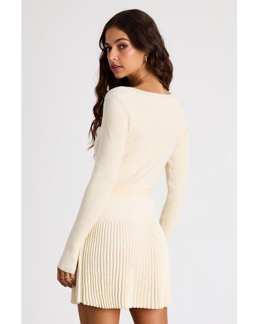 Lulus Natural Chicest Crush Ribbed Long Sleeve Mini Sweater Dress