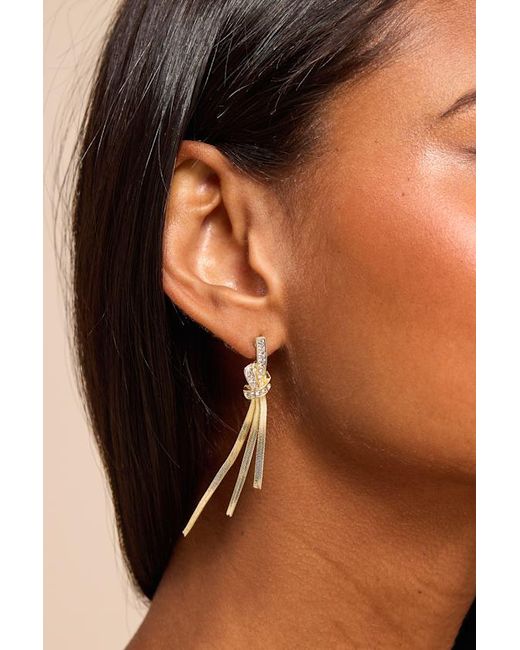 Lulus Brown Jayne Rhinestone Fringe Drop Earrings