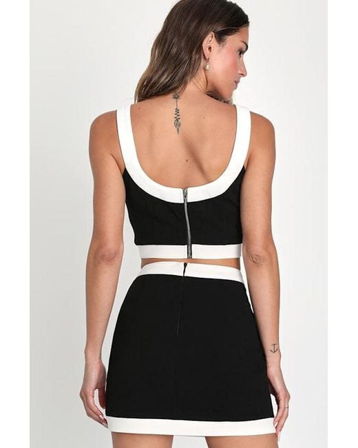 Lulus Black Totally Sensational Color Block Bodycon Mini Skirt