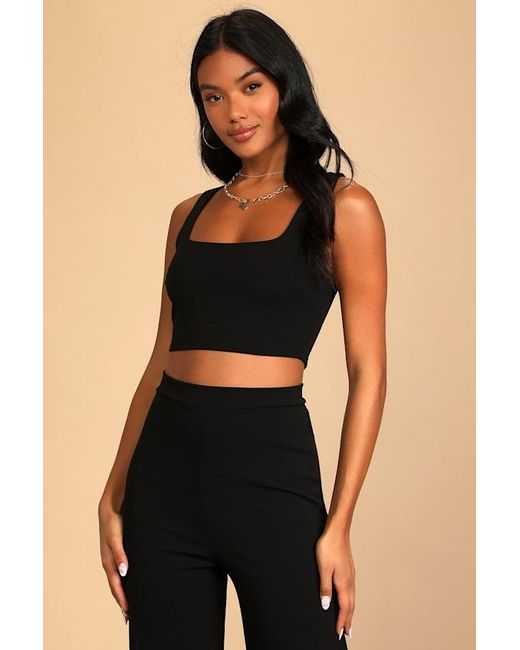 Lulus Black Only Tonight Two-Piece Wide-Leg Jumpsuit