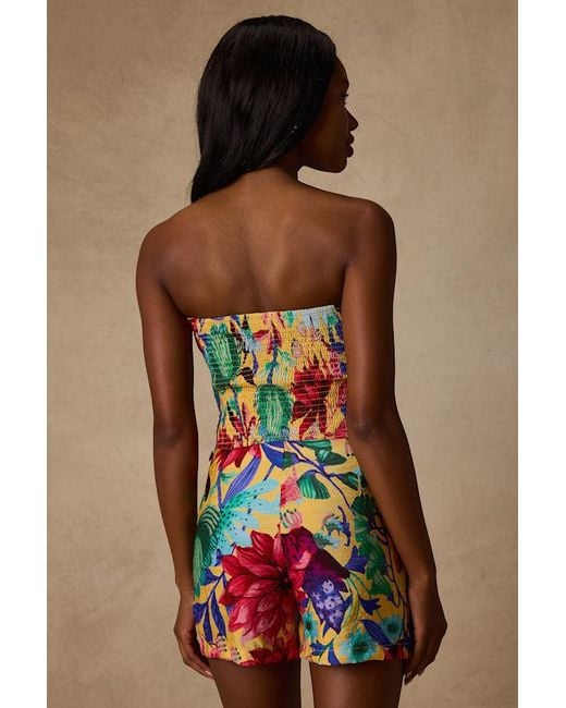 Lulus Red Kysa Multi Floral Strapless Crop Top