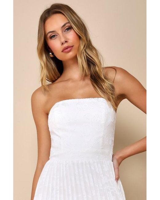 Lulus Natural Perfectly Stunning Jacquard Strapless Midi Dress