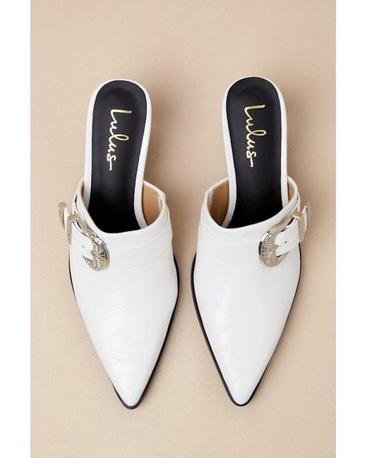 Lulus Natural Isabetta Pointed-Toe Buckle Mules