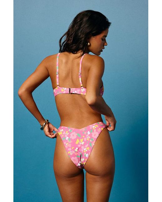 Lulus Blue Shore-Ly Yours Floral High-Cut Bikini Bottoms