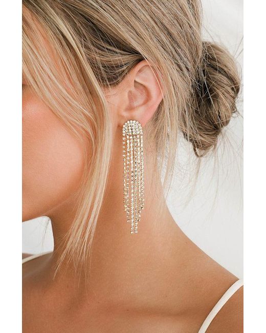 petit moments Brown Glitz Rhinestone Tassel Earrings