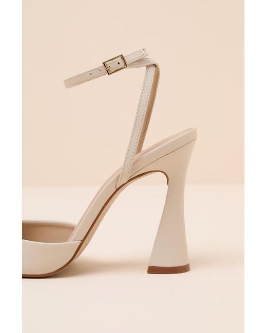Steve Madden Natural Beki Bone Leather Ankle Strap High Heel Sandals