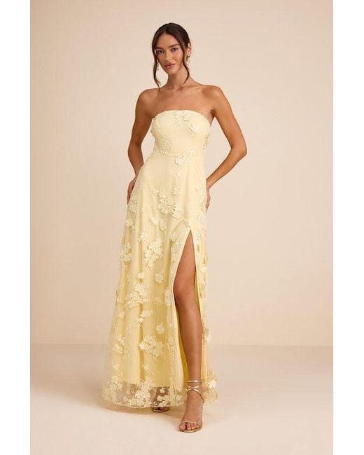 Lulus Rare Presence 3D Floral Embroidered Maxi Dress in Natural | Lyst