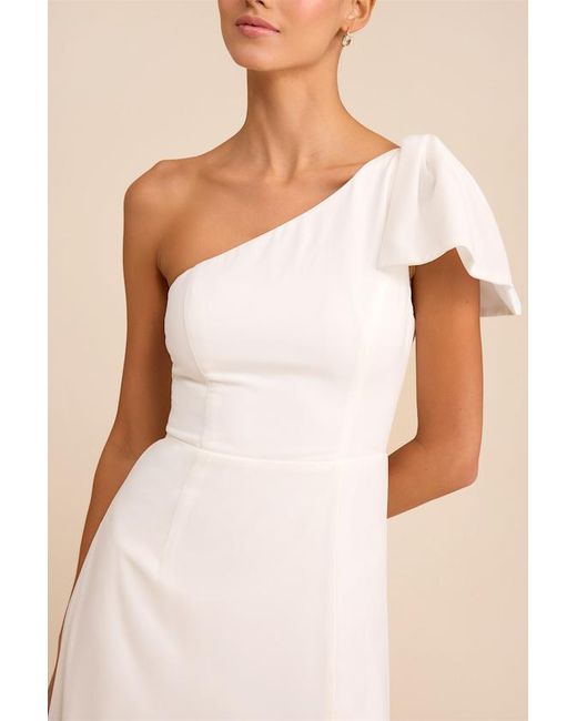 Lulus Natural Simply Brilliant One-Shoulder Bow Maxi Dress