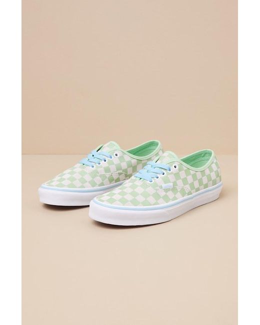 Vans Authentic Checkerboard Pistachio Lace-Up Sneakers in  display picture 1