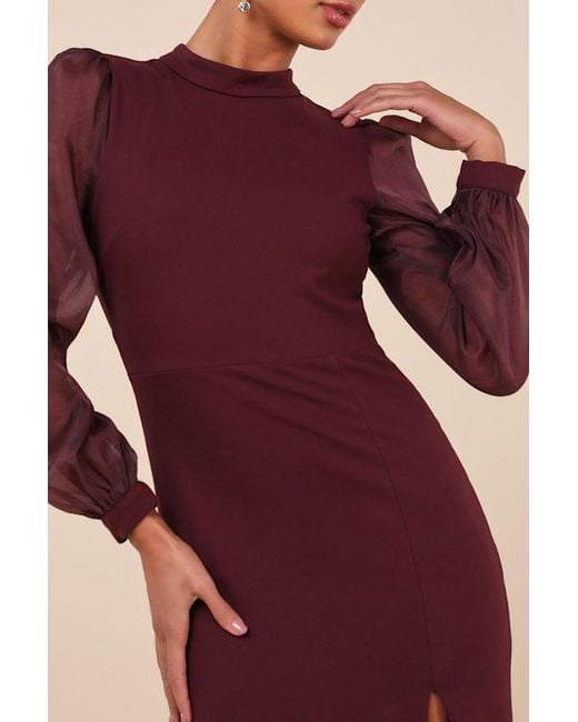 Lulus Purple Seeking Sophistication Plum Backless Balloon Sleeve Maxi Dress