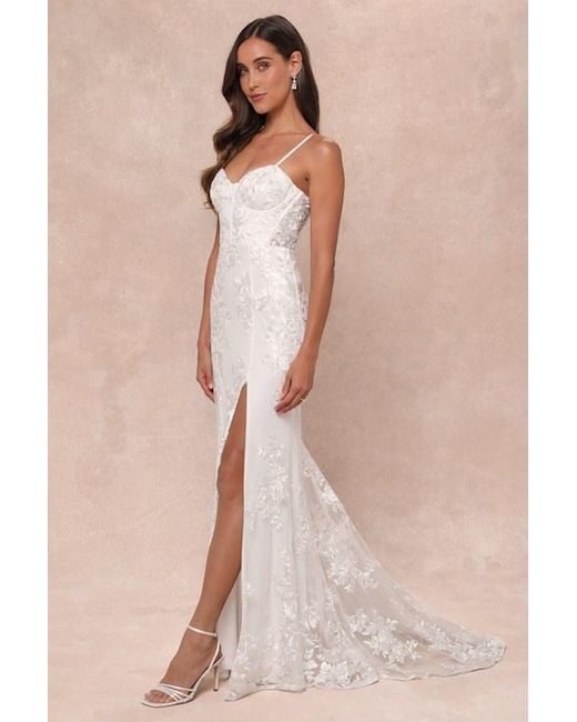Lulus Natural Ethereal Elegance Embroidered Lace-Up Maxi Dress
