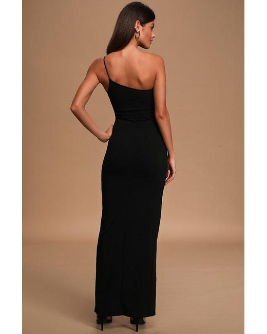 Lulus Black Keeper Of My Heart One-Shoulder Maxi Dress