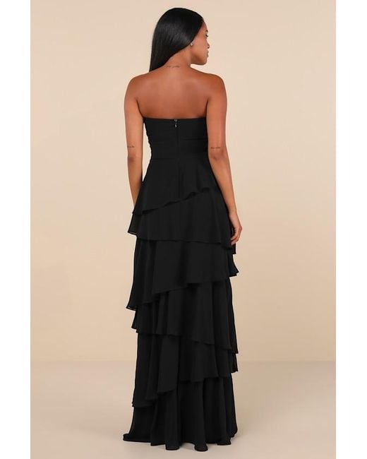 Lulus Gorgeous Essence Strapless Tiered Maxi Dress in Black | Lyst Lulus Gorgeous Essence Strapless Tiered Maxi Dress in Black | Lyst