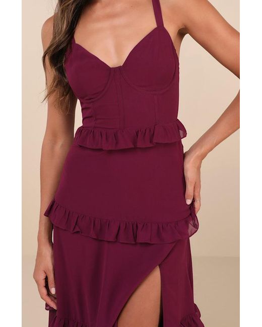 Lulus Sincerely Poised Backless Bustier Tiered Maxi Dress