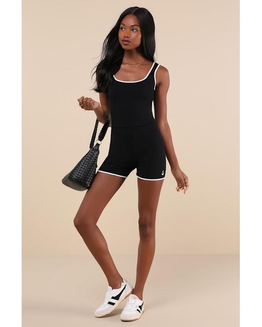 Motel Black Amira And Embroidered Sleeveless Romper