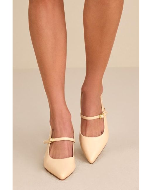 Lulus Natural Mattera Bone Pointed-Toe Slingback Pumps