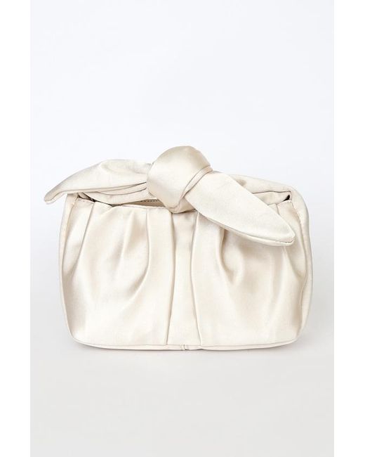 Lulus Brown Essential Style Satin Knot Handle Clutch Bag