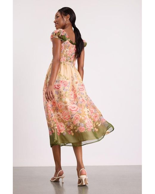 Lulus Pink Celosia Multi Floral Cap Sleeve Midi Dress