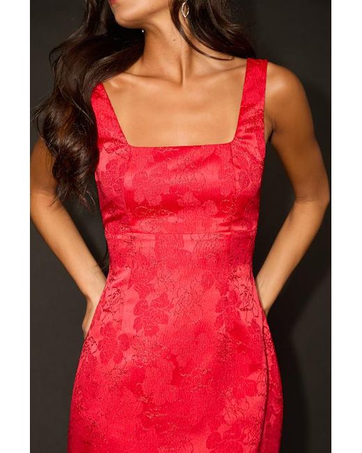 Lulus Red Perfectly Flirtatious Floral Jacquard Tie-Back Mini Dress