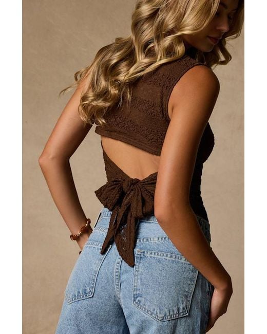 Lulus Brown Prestyn Tie-Back Tank Top