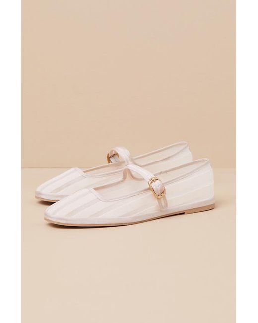 Dolce Vita Blue Tameka Bone Mesh Striped Buckle Ballet Flats