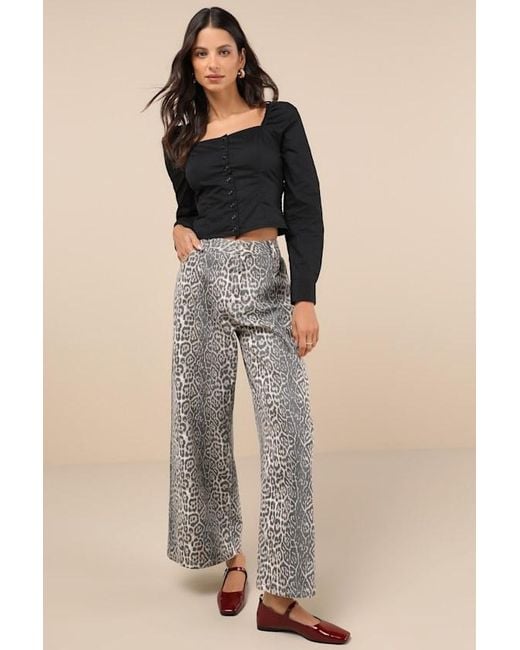 Lulus Black Demure And Sweet Button-Front Long Sleeve Top