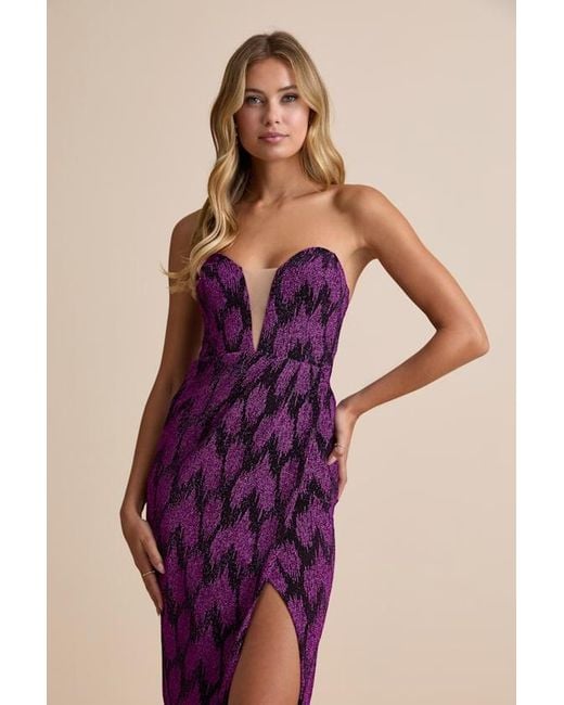 Lulus Pink Shimmering Rsvp Shiny Lurex Strapless Maxi Dress