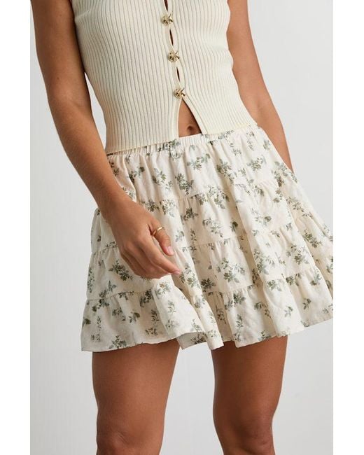 Lulus White Chloe Floral Tiered Mini Skirt