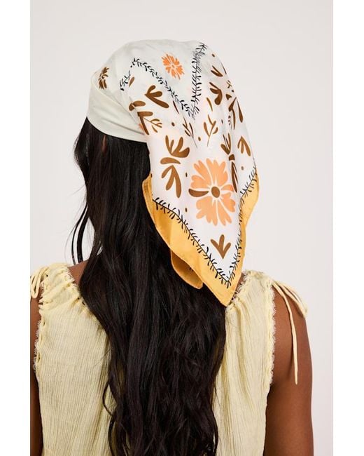 Lulus Brown Blossom Floral Satin Scarf