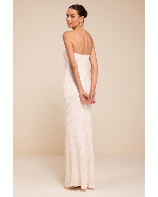 Lulus Natural Maura Strapless Floral Jacquard Wedding Dress