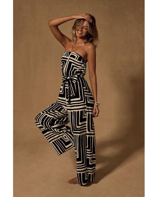 Lulus Brown Lanora Abstract Print Wide-Leg Jumpsuit