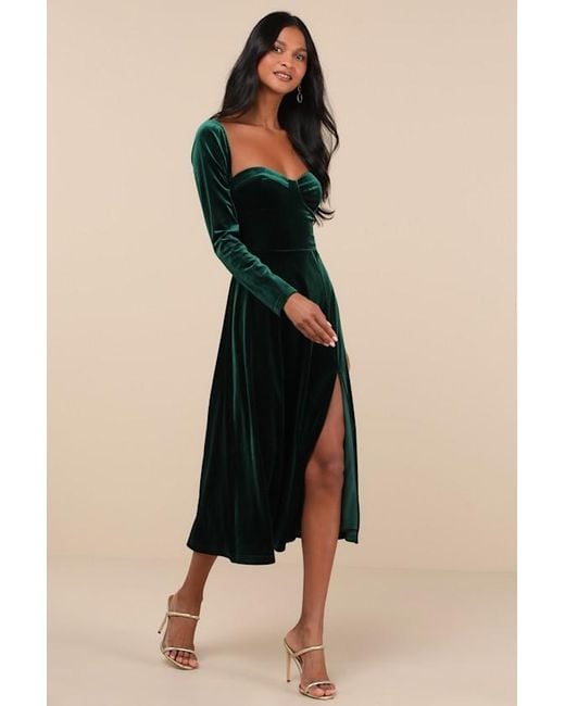 Lulus Black Precious Impression Velvet Bustier Midi Dress