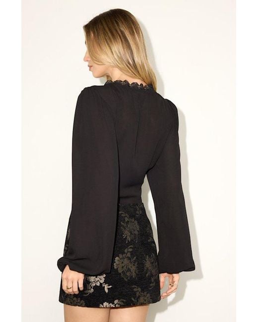 Lulus Black Cadria Ruched Long Sleeve Bodysuit