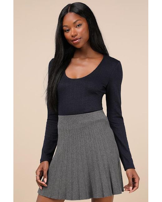 Lulus Black Simple Adoration Pointelle Scoop Neck Long Sleeve Top