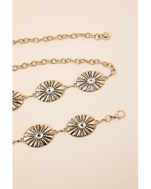 Lulus Natural Elianna Rhinestone Concho Belt