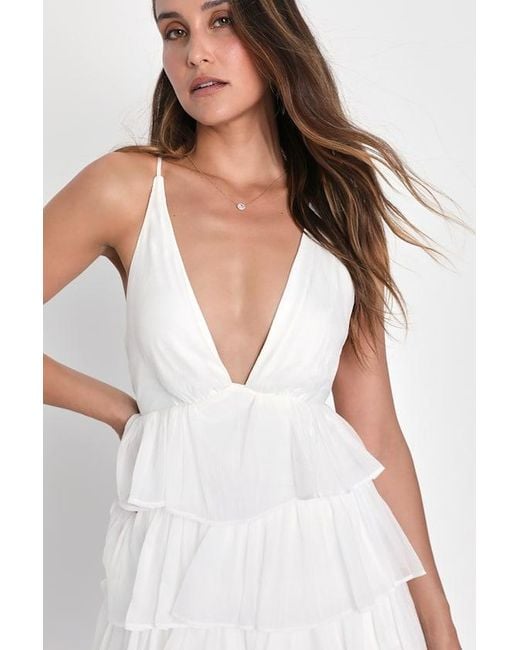 Lulus Green The Party's Tier Organza Tiered Backless Mini Dress