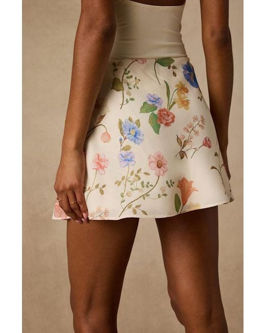 Lulus Natural Solenne Floral High-Rise Mini Skirt