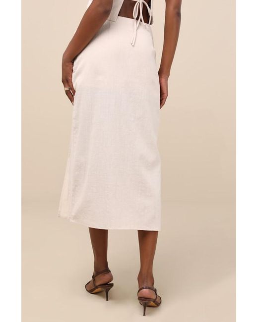Lulus Natural Aubin Light Column Wrap Midi Skirt