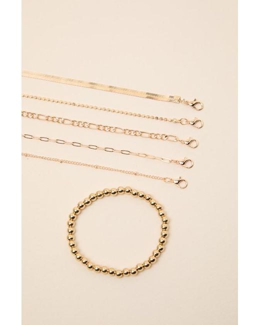 Lulus Brown Leland Six-Piece Bracelet Set