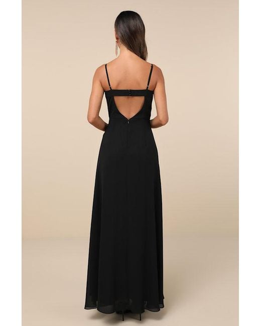 Lulus Black Stunning Grace Cutout A-Line Maxi Dress