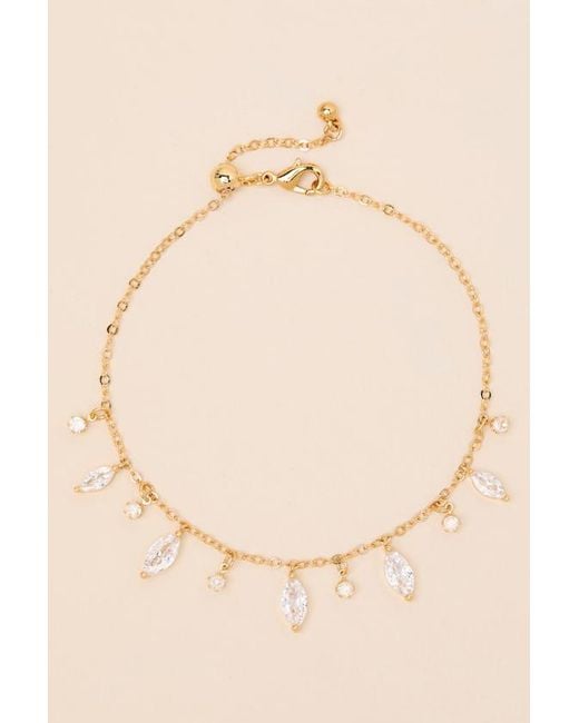 Lulus Natural Gladys Rhinestone Charm Bracelet